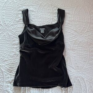 Ann Taylor Black Velvet Cowl Neck Camisole